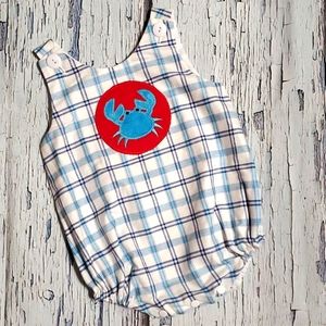 Sissy N Bubba Boutique Romper Baby - Crab Applique One Piece Bodysuit - Size 6 M
